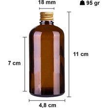 Afracam 100 ml Amber Metal Kapaklı Hediyelik Şişesi 100 cc Kolonya Koku Süs Shot Küçük Amber Cam Şişe