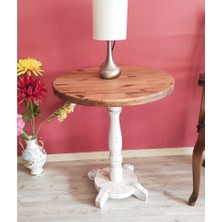 Masifart Basel Fiskos Sehpa Tornalı Ayak Yan Sehpa Beyaz Eskitme