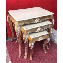 Masifart Salix 3 Lü Kristal Zigon Sehpa Altın Varak