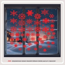 Yılbaşı Kar Tanesi Karışık Cam Vitrin Süsleme Sticker Beyaz 50 Adet