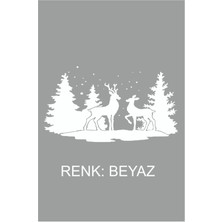 Yılbaşı Agacı Geyikler E-01 - Duvar Sticker 39X22CM - Oto Sticker