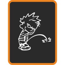 Yaramaz Işeyen Çocuk Oto Sticker Motor Sticker 14X12 cm Beyaz