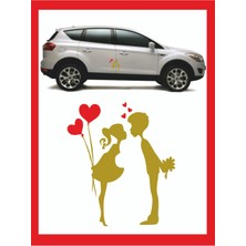 Eyba Sticker Yeni Trend 18*15CM Balonlu Kalpli Öpüşen Çocuklar Sticker - Oto Sticker -