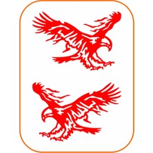 Eyba Sticker 2 Adet Kartal Oto Sticker 20X15 cm Sağ ve Sol ( Kırmızı )