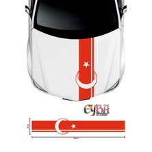 Eyba Sticker Sticker Ön Kaput Ay Yıldız Şerit Sticker - Oto Sticker 118X20CM