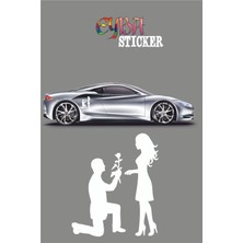 Eyba Sticker 18X15 cm Çiçekli Teklif Sevgili Oto Sticker