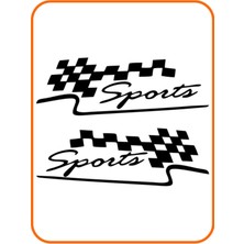 2 Adet Sports Far Üstü Veya Kaporta Sticker - Sağ ve Sol 30X10 cm Siyah