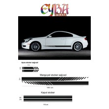 Marşpiyel,kaput,yan Ayna Oto Sticker - Araba Sticker - 5 Parça- 180X10 CM,90X20CM,20X2,5CM Sport 3