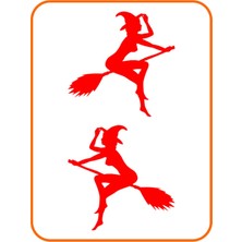 Cadı 2 Adet Sağ ve Sol Oto Sticker Motor Sticker 15X15 cm Kırmızı