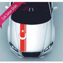 Eyba Sticker Sticker Ön Kaput Ayyıldızlı Tüm Araçlara Uyumlu Kırmızı Sticker