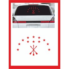 Adige Çerkez Bayrak Sembolü Araba Sticker 33X20CM - Oto Sticker