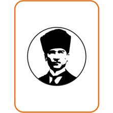 Eyba Sticker Atatürk Portre Oto Sticker Motor Sticker 11X11 cm Siyah