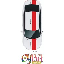 3 Parça Çift Şerit Oto Sticker - Araba Sticker - 20X120 cm (2 Adet) 20X100 cm (1 Adet)