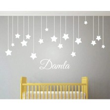 Eyba Sticker Bebek Odası Çocuk Odası Sticker Kişiye Özel Isimli Yıldız Sticker Beyaz