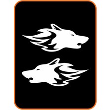 Eyba Sticker Kurt 2 Adet Sağ ve Sol Araba Oto Sticker 24X10 cm Beyaz