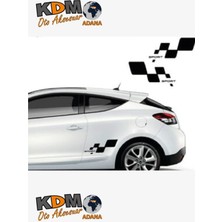 2 Adet Sport Damalı Sağ-Sol Takım Oto Sticker 30X16 cm Siyah