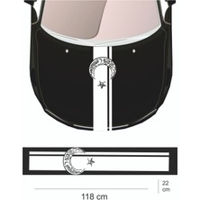 Eyba Sticker Sticker 118X22 cm - Türkiye Cumhuriyeti Atatürk Yazılı - Uzun Kaput Oto Sticker - Araba Çıkartma