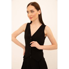 Laranor Düğmeli Klasik Kesim Yelek 38 - Siyah