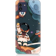 Teknomeg Samsung Galaxy A03 Uyumlu Sevimli Astronot Uzay Macerası Desenli Silikon Kılıf