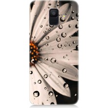 Teknomeg Samsung Galaxy A6 Uyumlu Papatya ve Su Damlaları Desenli Silikon Kılıf