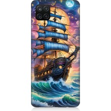 Teknomeg Samsung Galaxy A12 Uyumlu Denizde Direkli Ahşap Gemi Desenli Silikon Kılıf
