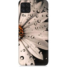 Teknomeg Samsung Galaxy A22 Uyumlu Papatya ve Su Damlaları Desenli Silikon Kılıf