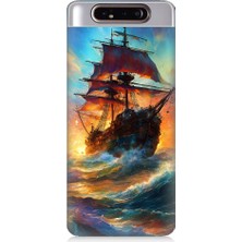 Teknomeg Samsung Galaxy A80 Uyumlu Kızıl Deniz Yelkenli Gemi Desenli Silikon Kılıf