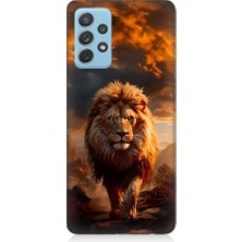 Teknomeg Samsung Galaxy A52 Uyumlu Yırtıcı Aslan Kral Desenli Silikon Kılıf