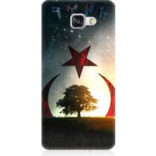 Teknomeg Samsung Galaxy A5 2016 Uyumlu Göktürkçe Türk ve Ağaç Bayrak Desenli Silikon Kılıf