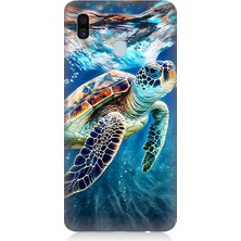 Teknomeg Samsung Galaxy A20 Uyumlu Deniz Kaplumbağası Desenli Silikon Kılıf