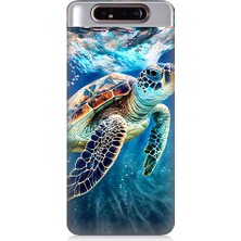 Teknomeg Samsung Galaxy A80 Uyumlu Deniz Kaplumbağası Desenli Silikon Kılıf