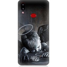 Teknomeg Samsung Galaxy A10S Uyumlu Hayattan Bıkmış Melek Desenli Silikon Kılıf