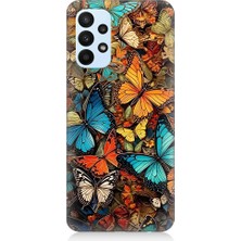 Teknomeg Samsung Galaxy A73 Uyumlu Pastel Renkli Kelebekler Desenli Silikon Kılıf