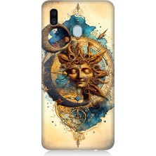 Teknomeg Samsung Galaxy A20 Uyumlu Ay ve Güneş Tarot Desenli Silikon Kılıf