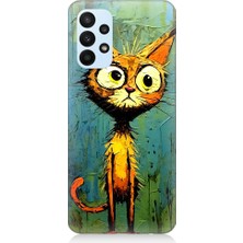 Teknomeg Samsung Galaxy A23 Uyumlu Meraklı Şapşik Kedi Desenli Silikon Kılıf