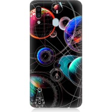 Teknomeg Samsung Galaxy A30 Uyumlu Sci Fi Gezegenler ve Vektörler Desenli Silikon Kılıf