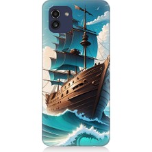Teknomeg Samsung Galaxy A03 Uyumlu Yelkenli Calyon Gemi Desenli Silikon Kılıf