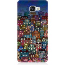 Teknomeg Samsung Galaxy A3 2016 Uyumlu Minyatür Evler ve Gece Desenli Silikon Kılıf