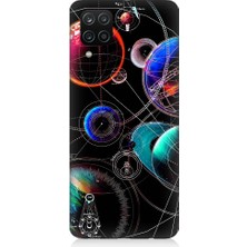 Teknomeg Samsung Galaxy A12 Uyumlu Sci Fi Gezegenler ve Vektörler Desenli Silikon Kılıf
