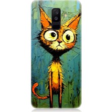 Teknomeg Samsung Galaxy A6 Plus Uyumlu Meraklı Şapşik Kedi Desenli Silikon Kılıf