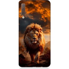 Teknomeg Samsung Galaxy A7 2018 Uyumlu Yırtıcı Aslan Kral Desenli Silikon Kılıf