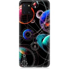 Teknomeg Samsung Galaxy A81 Uyumlu Sci Fi Gezegenler ve Vektörler Desenli Silikon Kılıf