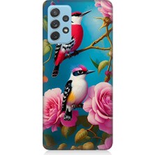 Teknomeg Samsung Galaxy A52 Uyumlu Arı Kuşu ve Gül Desenli Silikon Kılıf