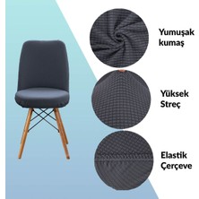 riselerhome Yıkanabilir Streç Lastikli Likralı Oval Sandalye Kılıfı - Yuvarlak Sandalye Örtüsü