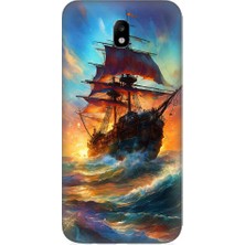 Teknomeg Samsung Galaxy J5 Pro Uyumlu Kızıl Deniz Yelkenli Gemi Desenli Silikon Kılıf