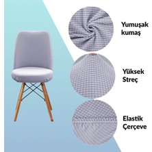 riselerhome Yıkanabilir Streç Lastikli Likralı Oval Sandalye Kılıfı - Yuvarlak Sandalye Örtüsü