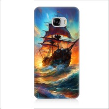 Teknomeg Samsung Galaxy C5 Pro Uyumlu Kızıl Deniz Yelkenli Gemi Desenli Silikon Kılıf