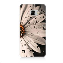 Teknomeg Samsung Galaxy C5 Pro Uyumlu Papatya ve Su Damlaları Desenli Silikon Kılıf