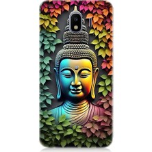 Teknomeg Samsung Galaxy J2 Pro Uyumlu Budha ve Sarmaşık Yapraklar Desenli Silikon Kılıf