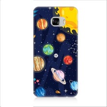 Teknomeg Samsung Galaxy C7 Pro Uyumlu Gezegenler ve Yıldız Haritası Desenli Silikon Kılıf